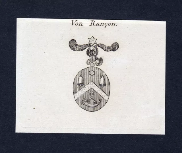 1820 Rancom Emblem Nobility Coat Of Arms Heraldry Copperplate Engraving