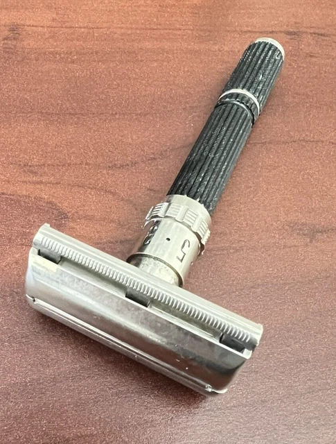 Vintage Gillette TTO Razor 1970 P4 Adjustable Short Handle 1-9 Black Beauty