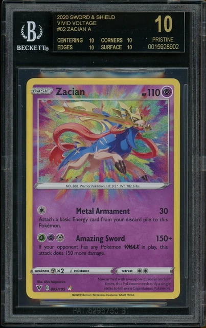 2020 Pokemon Vivid Voltage #82 Zacian Amazing Rare BGS 10 PRISTINE BLACK LABEL
