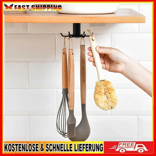 360 gancho giratorio soporte para utensilios de cocina estante de almacenamiento retráctil (schw