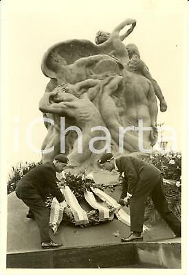 1935 GENOVA QUARTO Combattenti ARGONNE corona al Monumento DEI MILLE *Fotografia