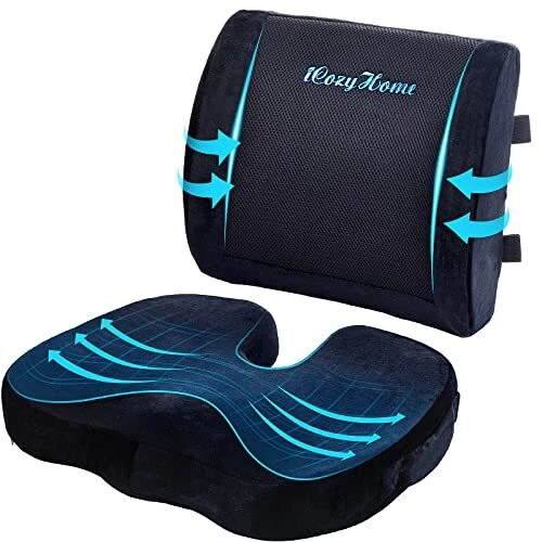 Coccyx Lumbar Support Pillow for Office Desk Chair Memory Foam Car Seat Cushi...