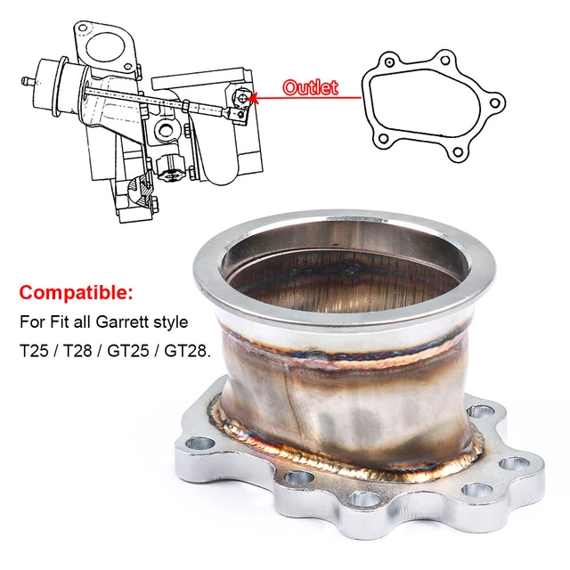 Turbo Adaptor Flange Kit For T25 T28 GT25 GT28 8 Bolt To 3" V Band Exhaust Dump