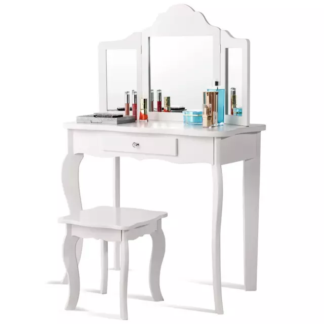 Tavolo da trucco bambini tavolo da parrucchiere con specchio e sgabello pieghevole incl. set di tela per capelli