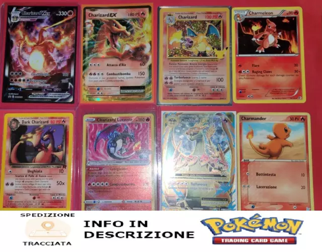 🔥LOTTO POKÉMON ROSSO A TEMA CHARIZARD🔥V/Gx/Shiny/Vmax/Set Base/VINTAGE AND NEW