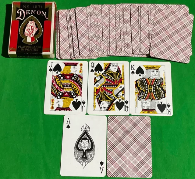 RARE Old 1930s Vintage * DEMON No.1571 Wide Pack Playing Cards STEAMBOAT Back A RARE Old 1930s Vintage * DEMON No.1571 Wide Pack Playing Cards STEAMBOAT Back A