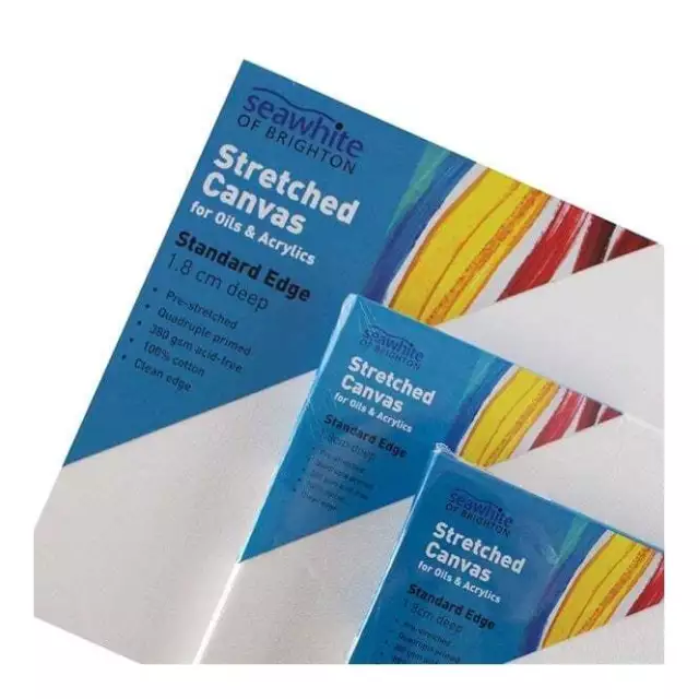 Seawhite Stretched Canvas - A1 - A6 Primed 100% Cotton for Acrylic & Oil Paint