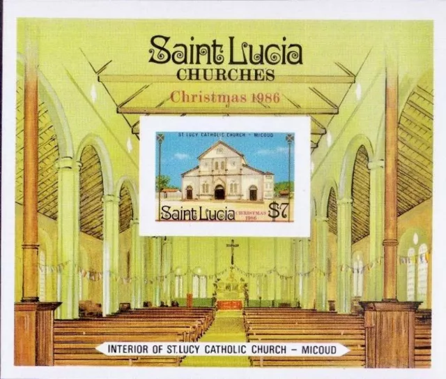 St. Lucia #SGMS923v MNH S/S 1986 Micoud Catholic Church Christmas [871v]