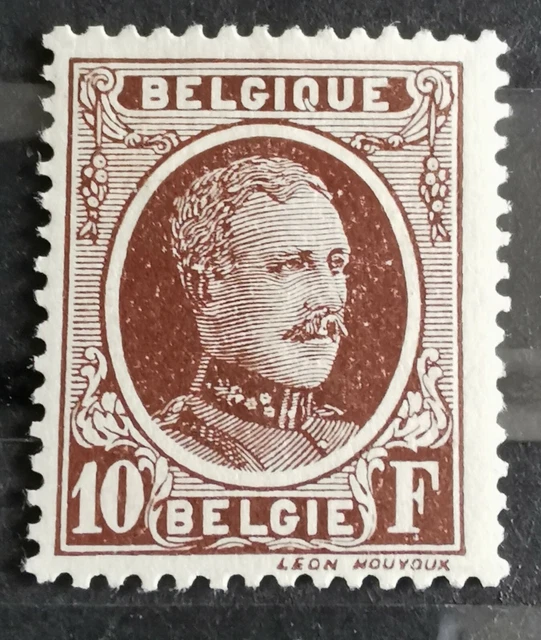 Belgique 1921 YT 210 Albert 1er 10F Brun type mouyoux  Neuf Avec Traces