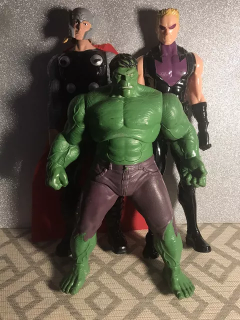 Marvel Hasbro 2013 Avengers 12" Titan Hero Figures  Hulk, Thor Hawkeye Preowned