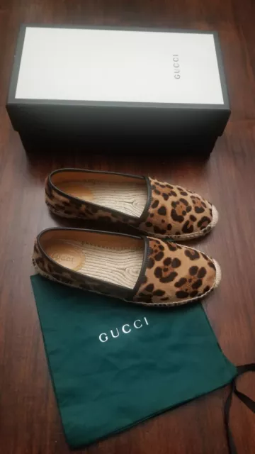 Gucci  Leopard Print Calf Hair Espadrille 38.5