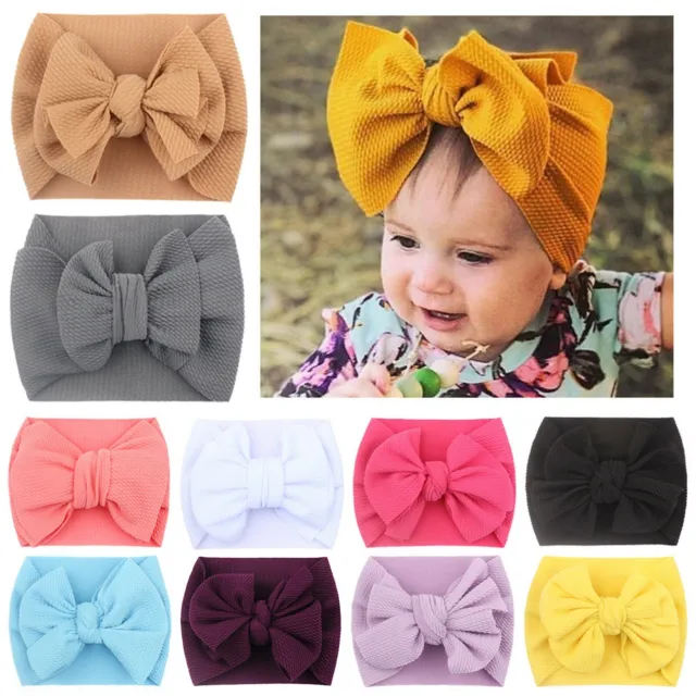 Baby Girl Infant Toddler Bow Hairband Headband Turban Big Knot Head Wrap Soft UK