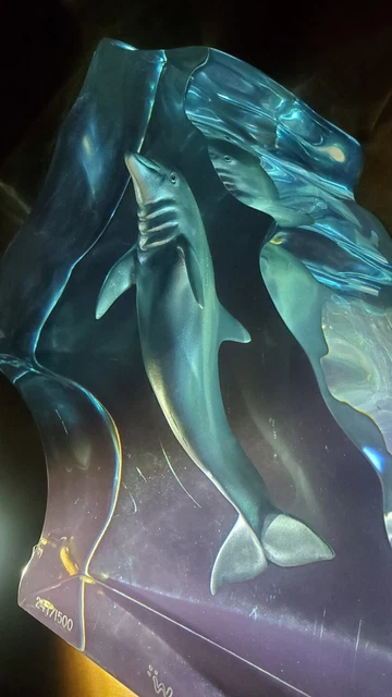 Wyland Dolphin Sculpture signed #'d to 1,500 Lucite material Wyland Dolphin Sculpture signed #'d to 1,500 Lucite material