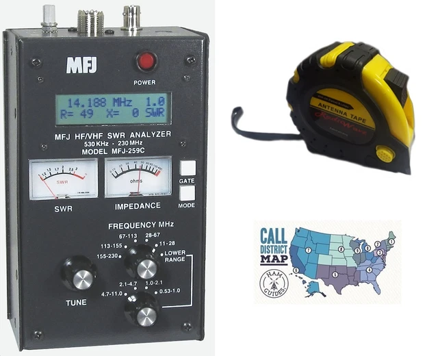 ANTENNE MFJ 259C HF/VHF/analyseur SWR/RF avec mètres avec bande d