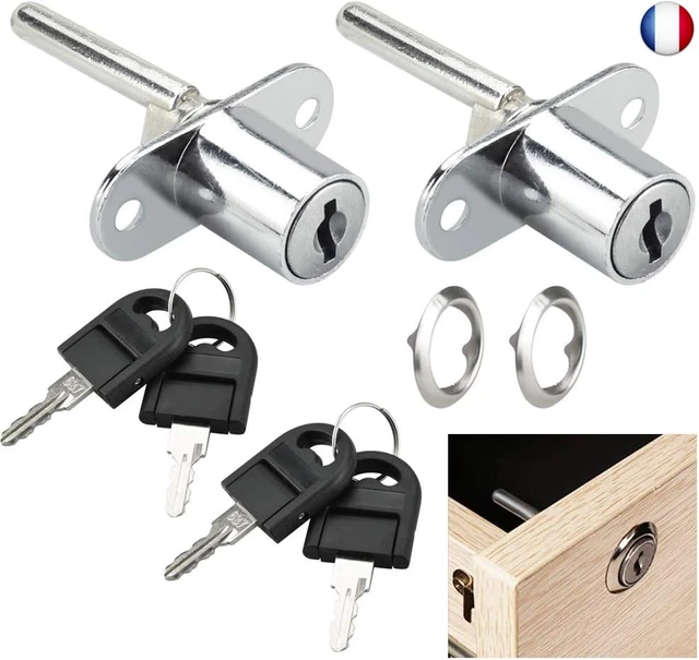 KBNIAN 2 Pcs Serrure De Tiroir Bureau Avec Clés Verrou à Cylindre En Alliage De Zinc Pour Casier