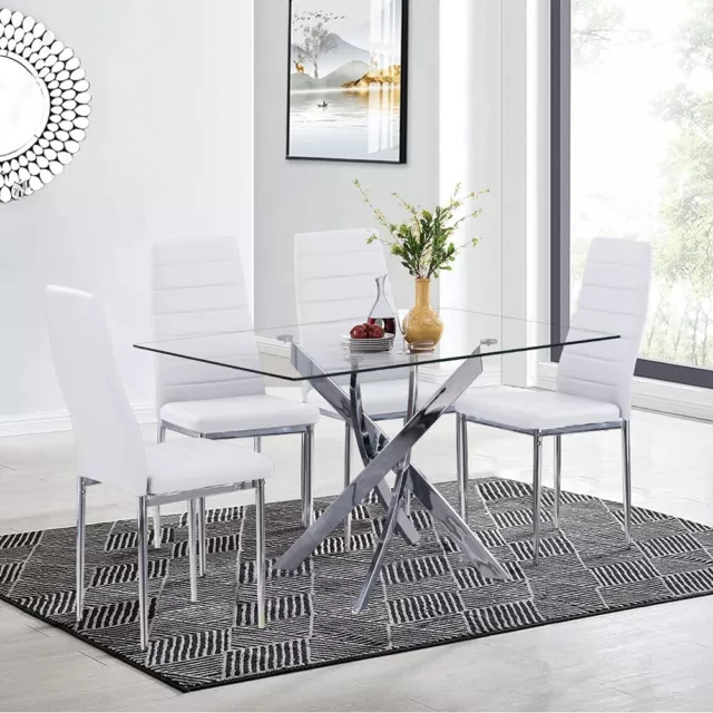 120 cm Dining Rectangle Table Tempered Glass Top Kitchen Dinning Room Furniture