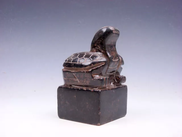 Old Nephrite Jade Carved Seal Paperweight Sculpture Ancient Turtle Top #03212205