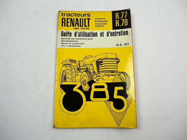 RENAULT 385 R77 R78 Traktor Betriebsanleitung Wartung Utilisation ...