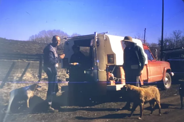 Vintage Photo Slide 1970 Truck Camping People Dog Hot Spring Cambridge Idaho