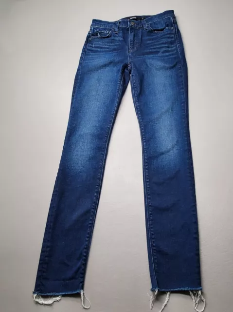 Hudson Nico Super Skinny Blue Denim Jeans Raw Hem Mid Rise Womens Size 25x27