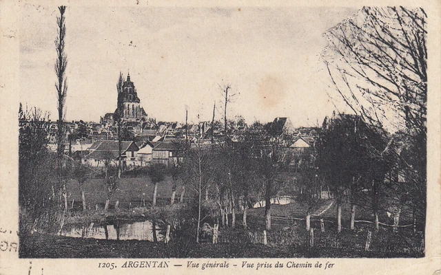 Carte postale ancienne ORNE ARGENTAN vue générale vue prise du chemin de fer ti.