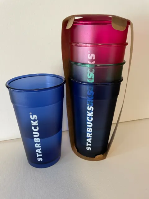 Starbucks Stackable Picnic BBQ Reusable Cups - Set of 4 Colours GENUINE