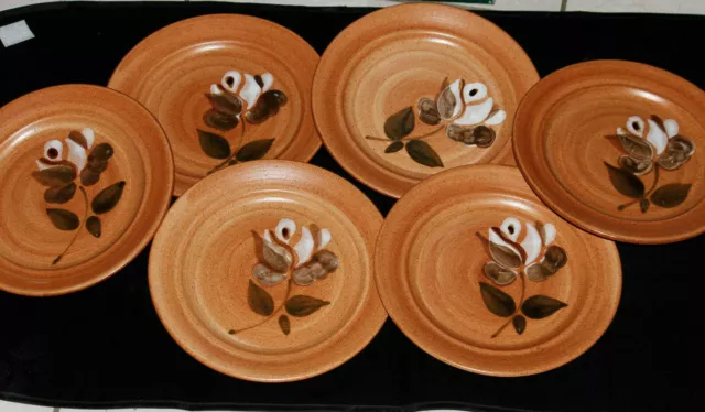 Lot 6 assiettes peintes main céramique St-Amand 70s 21cm Vintage French Plates