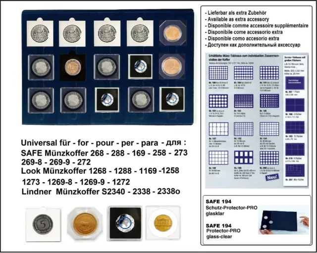 Tableau depositos monedas Lindner titulares de la 15 Plaza compartimentos 50MM