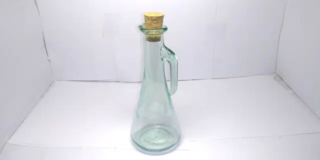 Vintage Green Tint Mod. Dep. Italy 250 ML 8.4OZ Oil Vinegar Decanter W/Cork