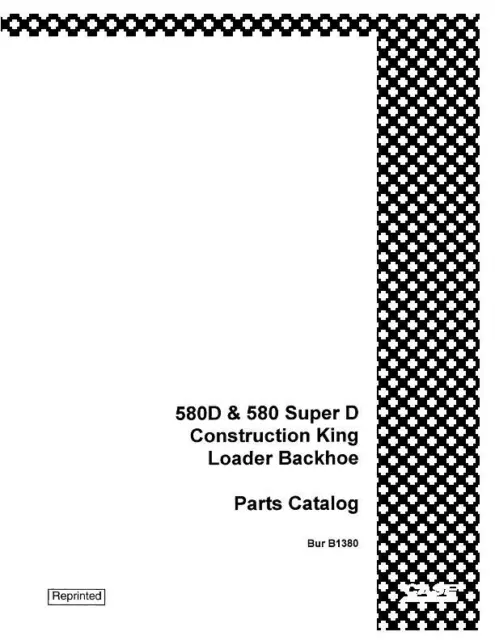 Case 580D Loader,Backhoe Parts Catalog