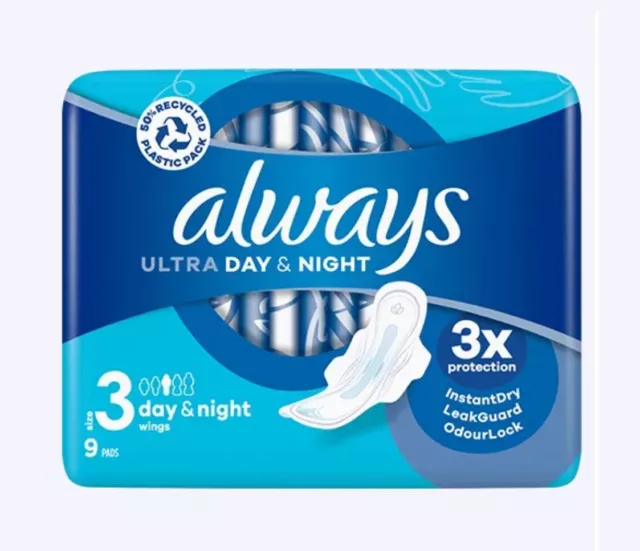 Always Ultra Day & Night Pads (S3) With Wings 9 pack PM £2.69