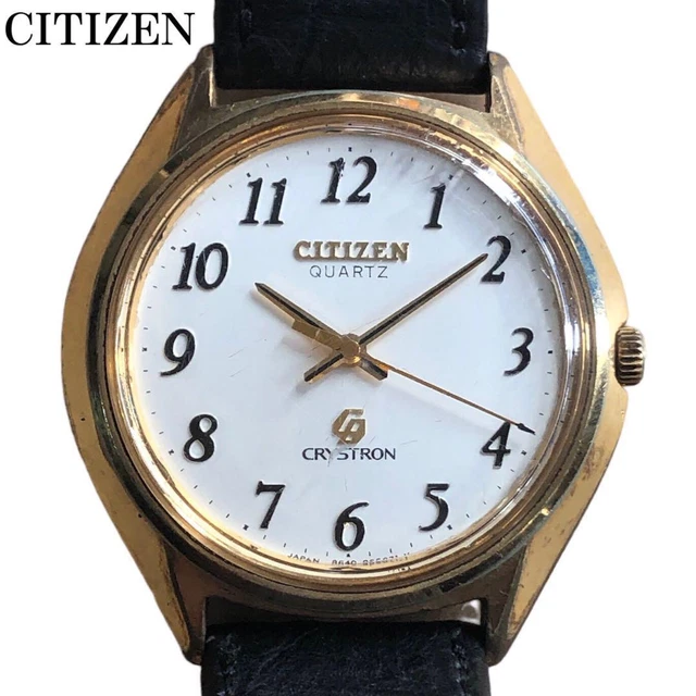 I502-3 Citizen Crystron Quartz Rarity Antique Gold
