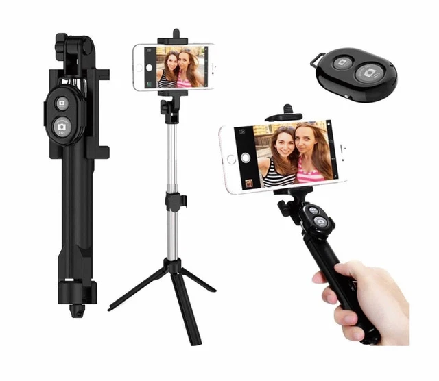 Nouveau support de trépied monopode pliable 3 en 1 Selfie Stick...