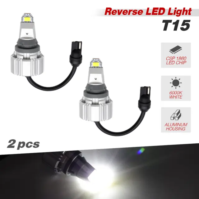 921 912 T15 CSP Bright 6000K White 1295 LM Backup Reverse LED Light Bulbs 2-BULB