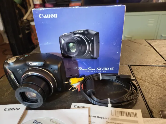 Canon PowerShot SX130 IS 12.1 Mega Pixels Digital Camera 12X W/ Box, Manual