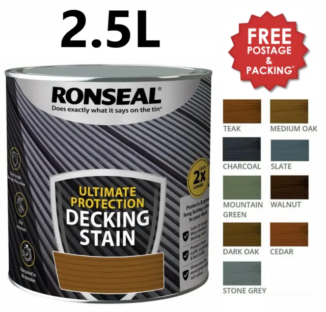 2.5L Ronseal Ultimate Protection Decking STAIN - Lasting, Sun, Rain Protection