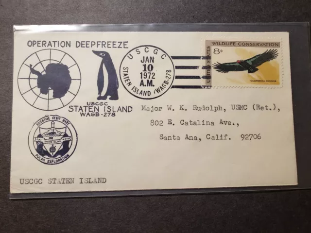 USCGC STATEN ISLAND WAGB-278 Naval Cover 1972 DEEPFREEZE Cachet ANTARCTICA