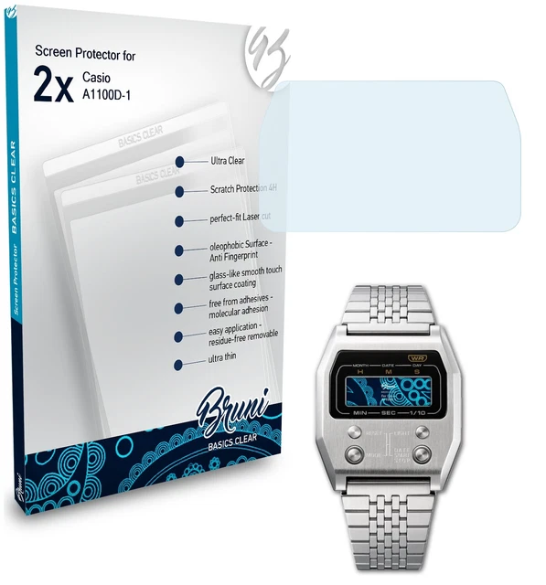 Protections D'écran Bruni Pour Casio B640WB-1AEF - Lot De 2 Films Anti-rayures, Fabriqué En Allemagne