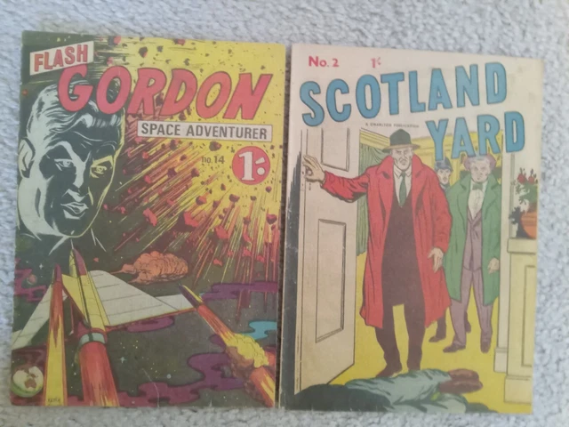 Lot of 2 Australian comic books: Flash Gordon #14 & Scotland Yard #2; Silver Age