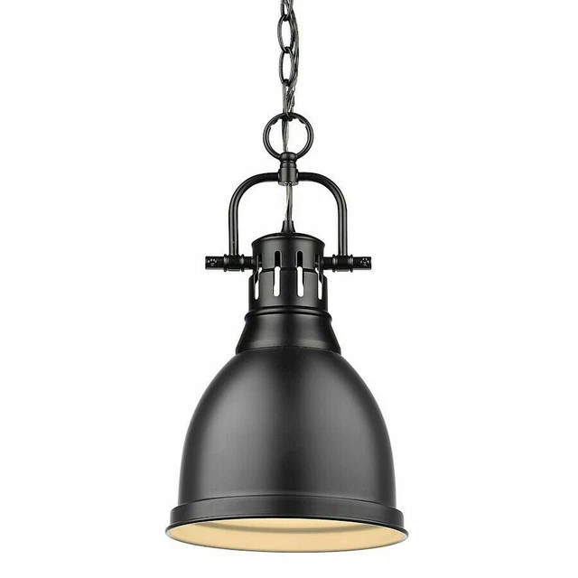 Golden Lighting Duncan Small Pendant Matte Black Shade 3602-S BLK-BLK 1 Piece