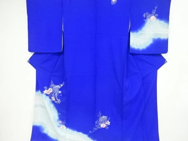40345# Japanese Kimono / Antique Kimono / Embroidery / Carriage With Peony &