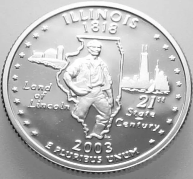 2003-S State Quarter Silver Proof Illinois IL Nice No Problem Coin