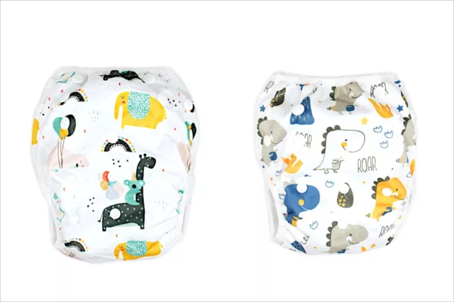 2pcs/set Large 12~24kg Size Adjustable Reusable Washable Toddler Swimming Nappy