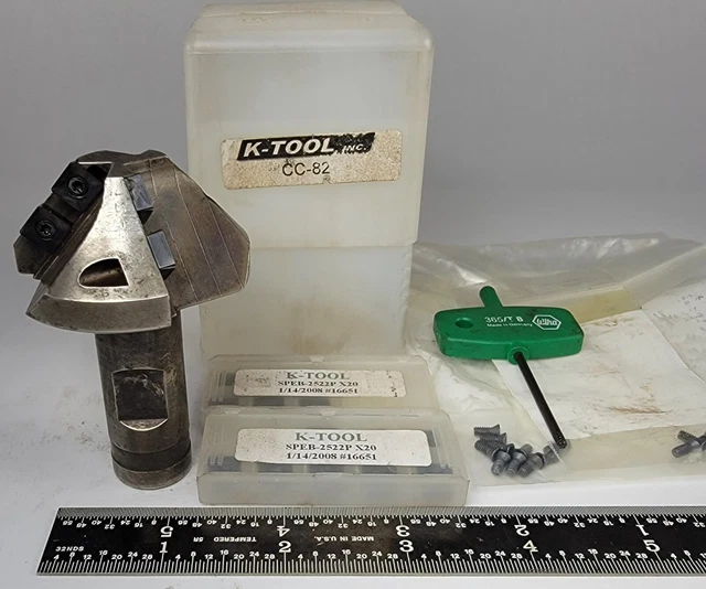 K-Tool Inc. CC-82 Long Edge Chamfer Mill Tool 82° Angle comes with inserts...