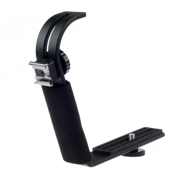 D Shaped Adjustable Hot Shoe Flash L Bracket Grip Mount For Camera LED Speedlite