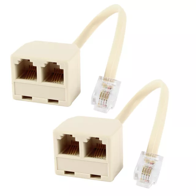 2 x RJ11 6P4C macho a hembra 2x Disidente conector del cable adaptador telepone