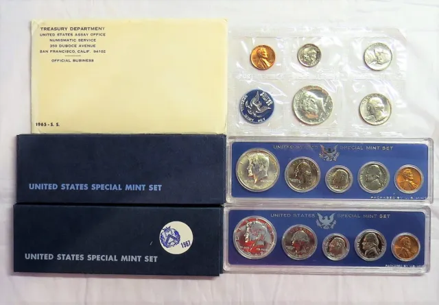 Three United States Special Mint Sets 1965 1966 1967 SMS Lot w/ Free Shipping