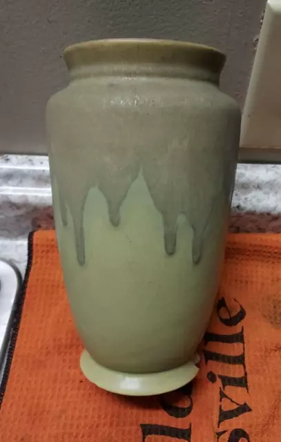 1920’s Roseville Carnelian Vase - Nice Drip Glaze Matte Green Pottery