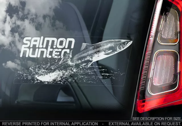 SALMON HUNTER - Car Window Sticker - n.Carp/Pike/Fly Fish Fishing Fisherman  £3.99 - PicClick UK