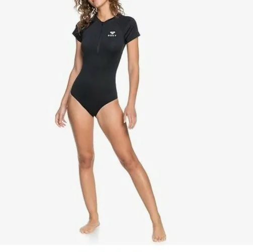 Roxy Womens Essentials Cap Sleeve UPF 50 One Piece Zip Up Swimsuit - BNWT